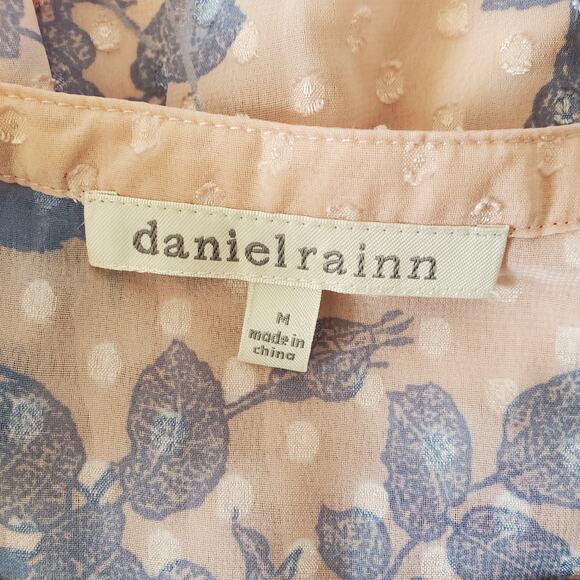 Daniel Rainn Pink Sheer Boho Floral Shirt Top Size M - Picture 8 of 11